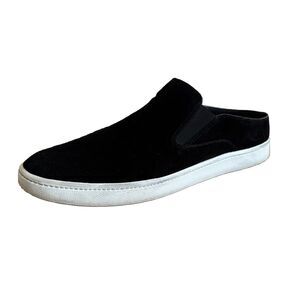 Vince Suede Slip-On Mule Sneakers Black White Trim Almond Toe Women's Size 8.5
